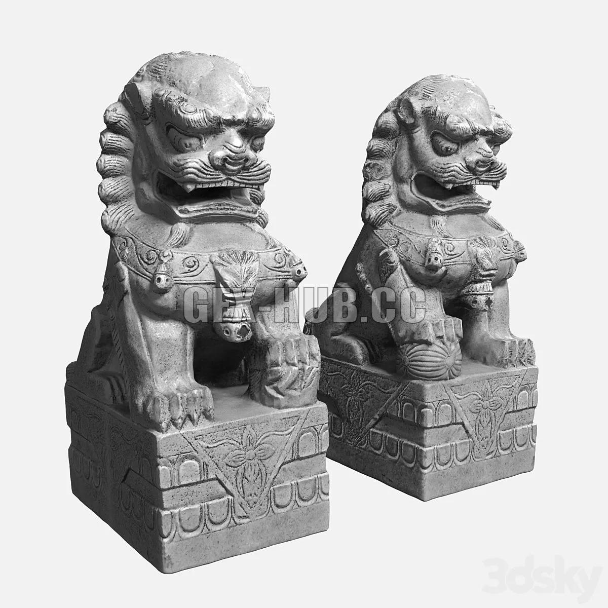 Buddhas Lions 3dsMax Model