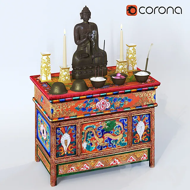 Buddhist altar 3ds Max