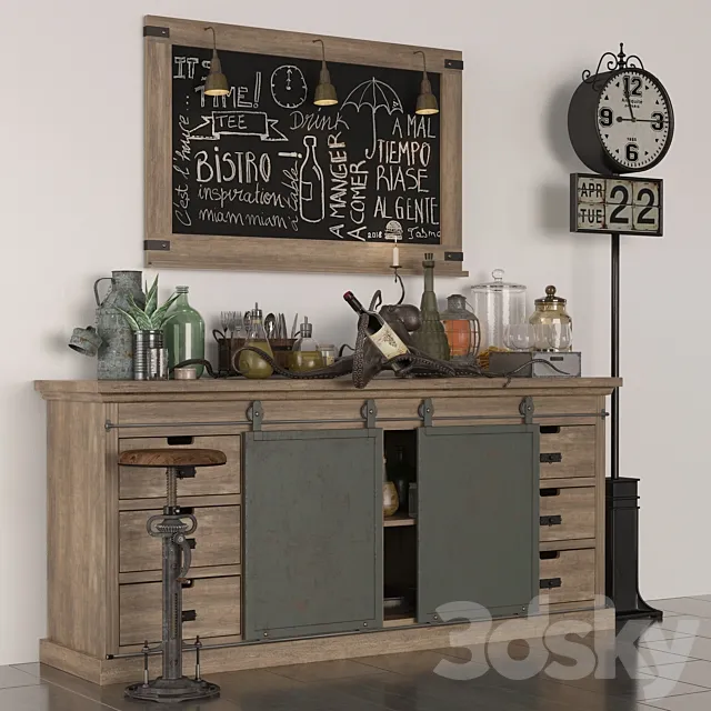 Buffet en manguier massif 3ds Max