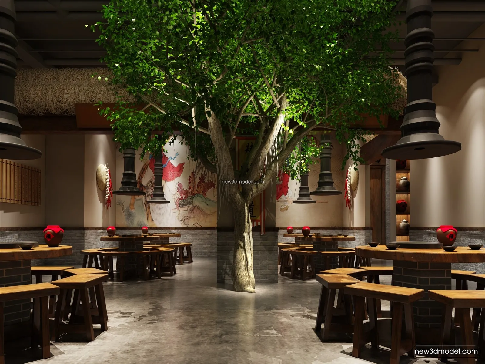 Buffet Restaurant of Hotels 3D Scenes – 3D Blocks – 006 – VRAY