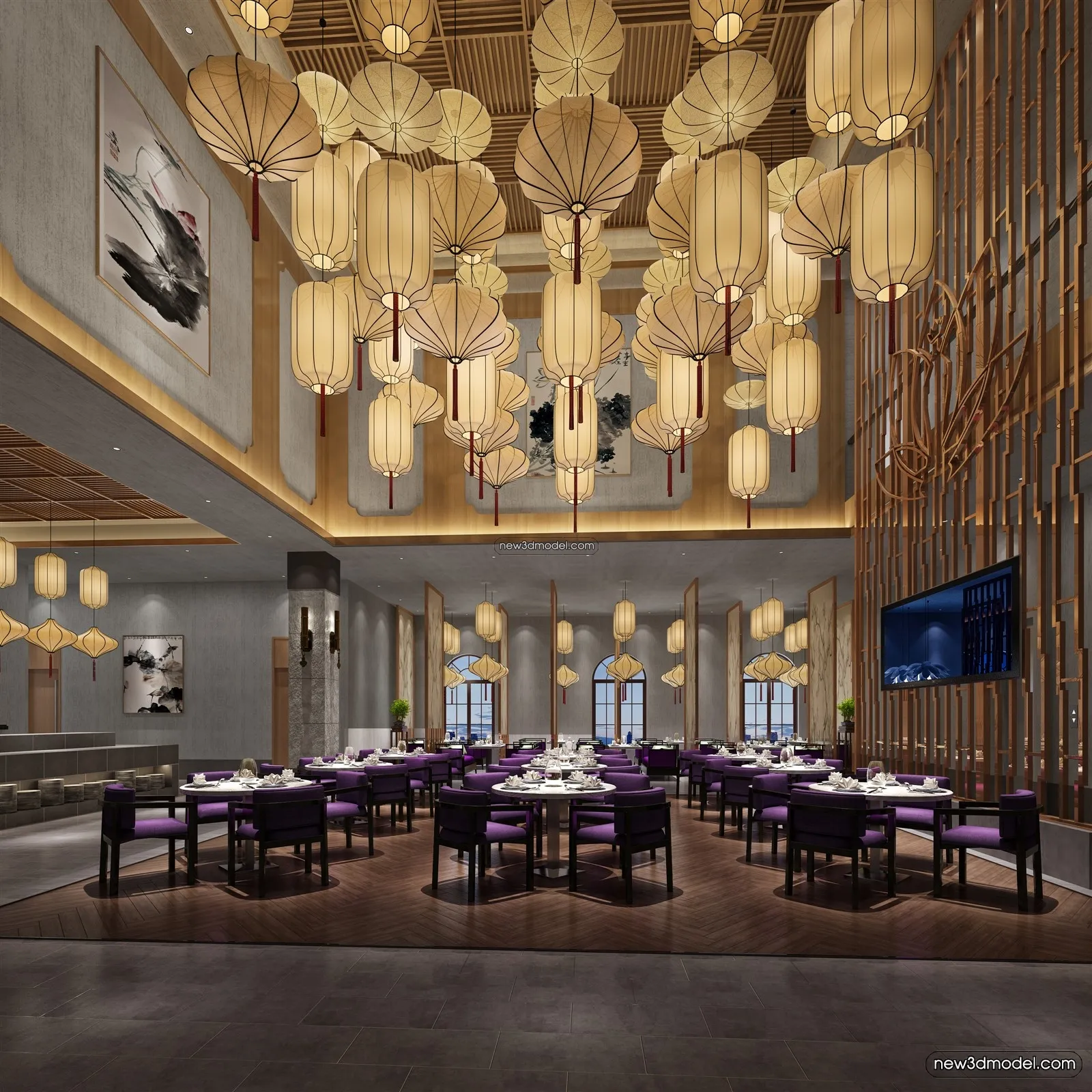 Buffet Restaurant of Hotels 3D Scenes – 3D Blocks – 028 – VRAY