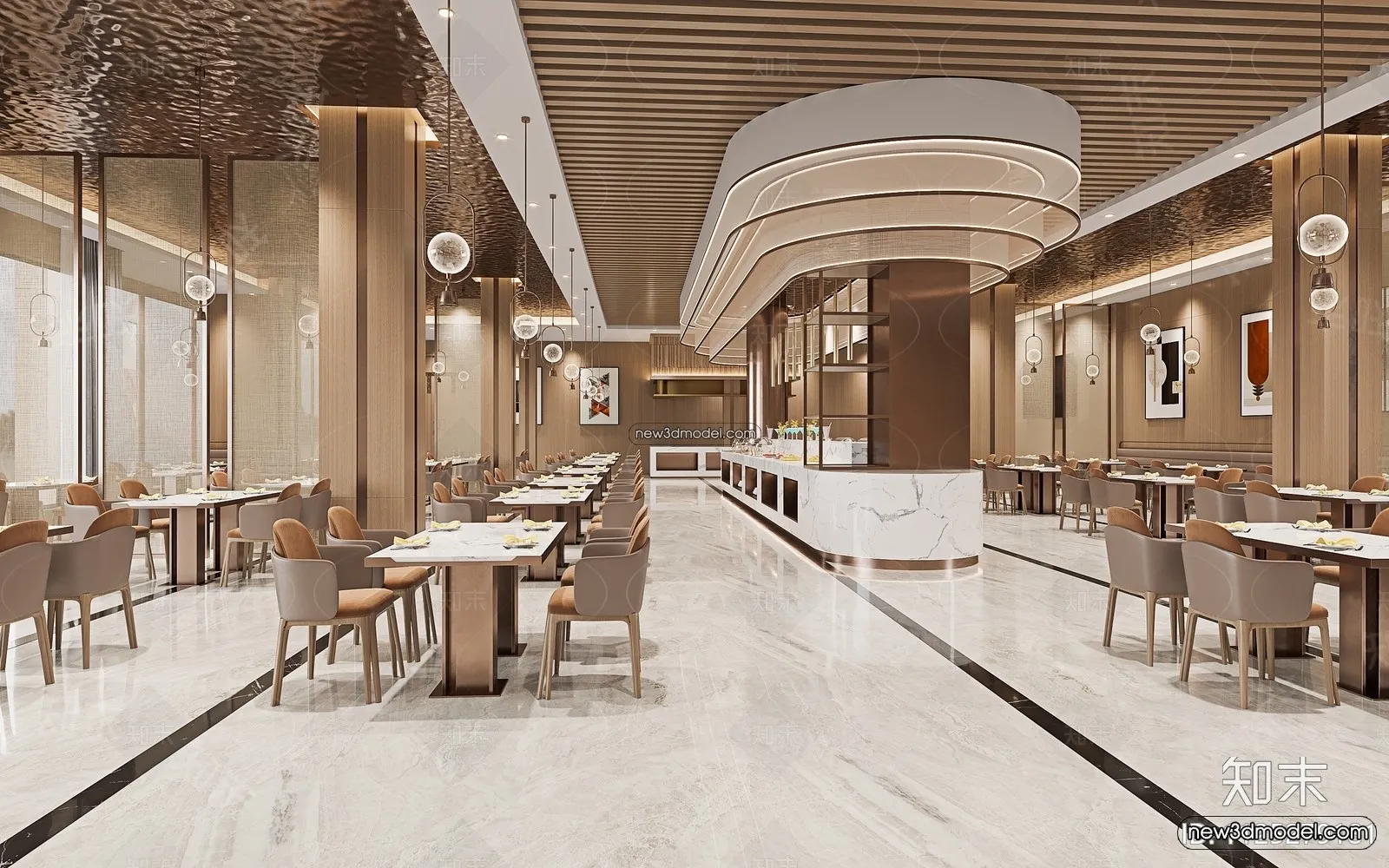 Buffet Restaurant of Hotels 3D Scenes – 3D Blocks – 056 – CORONA