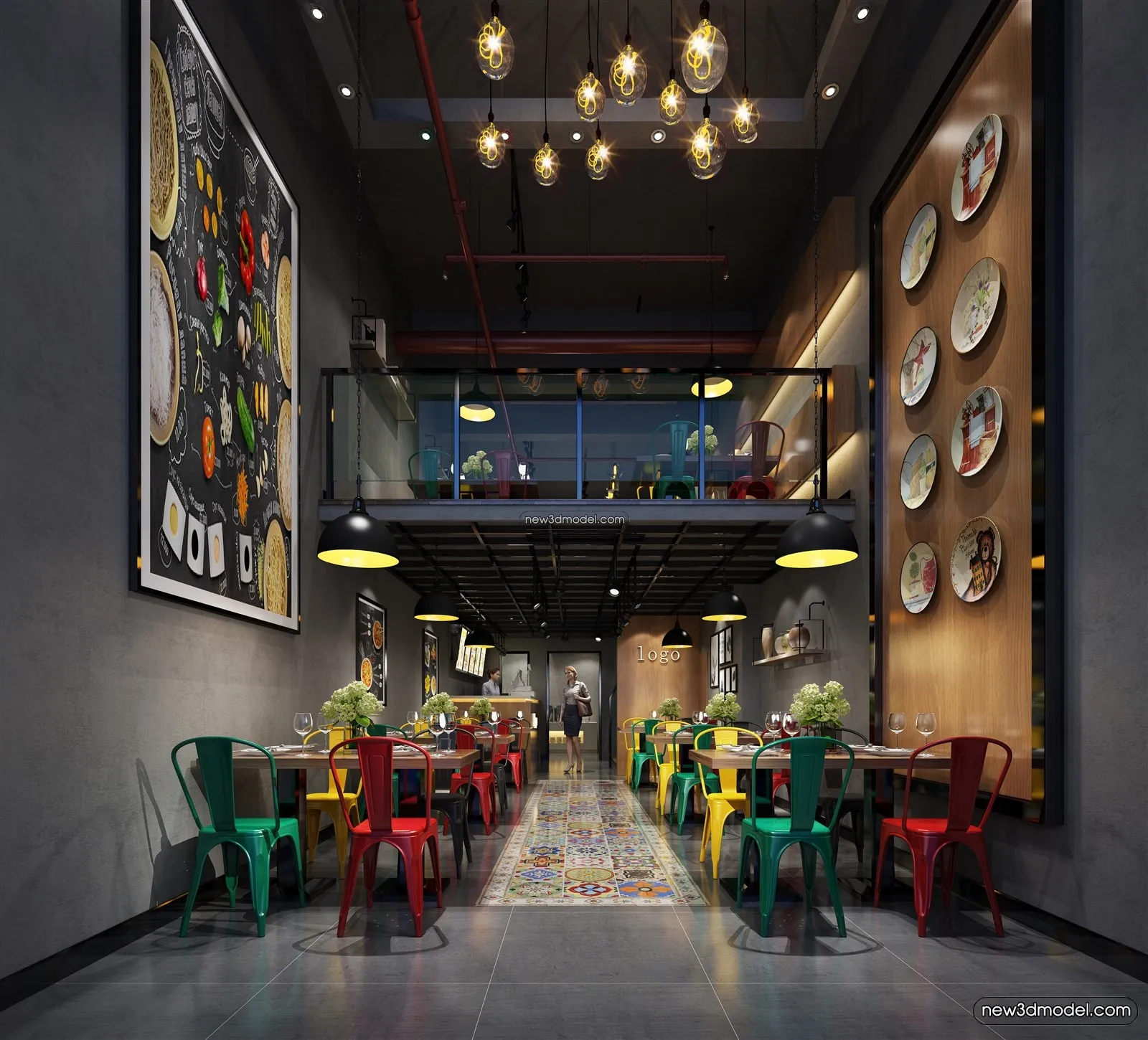 Buffet Restaurant of Hotels 3D Scenes – 3D Blocks – 074 – VRAY