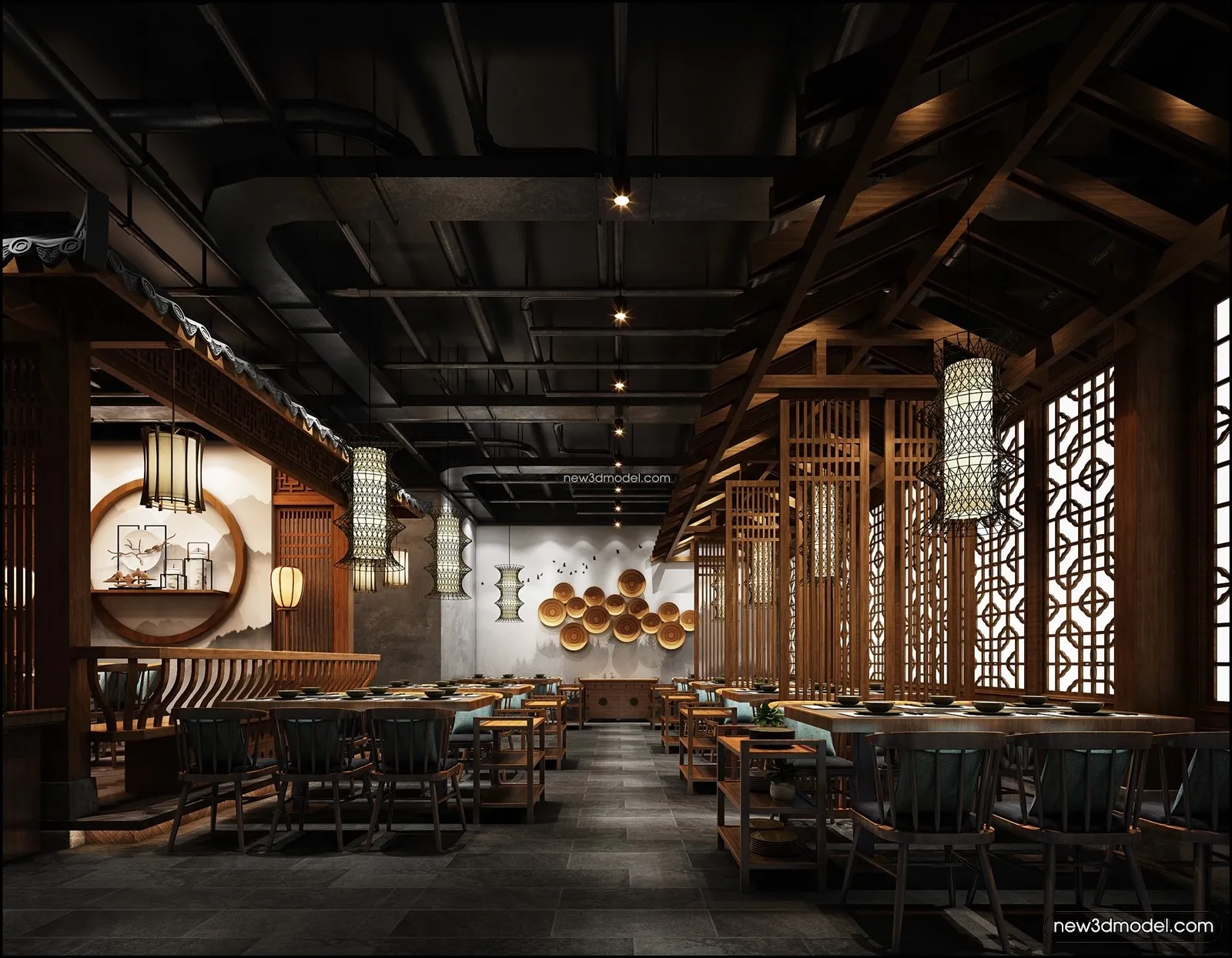 Buffet Restaurant of Hotels 3D Scenes – 3D Blocks – 081 – VRAY