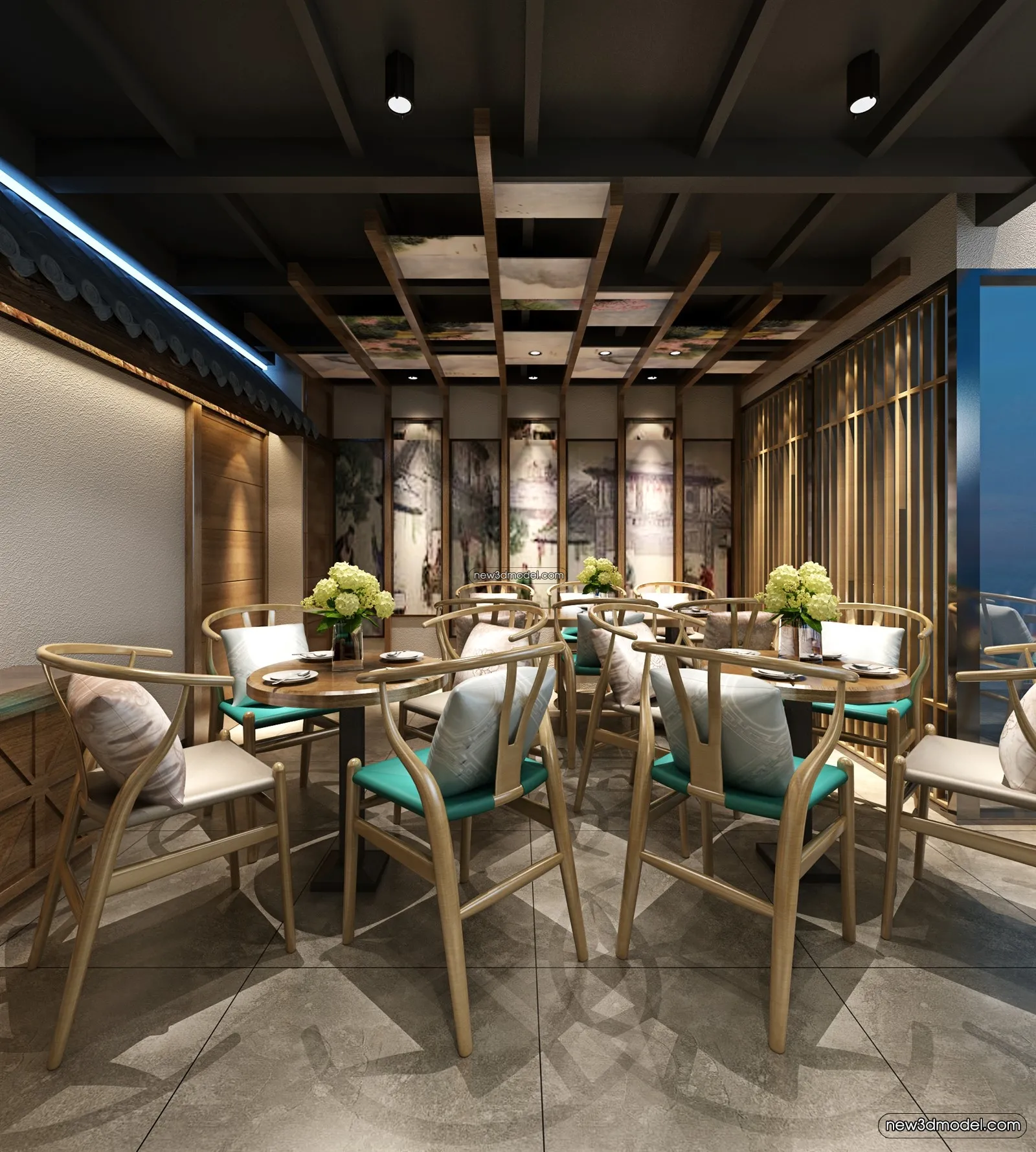 Buffet Restaurant of Hotels 3D Scenes – 3D Blocks – 083 – VRAY