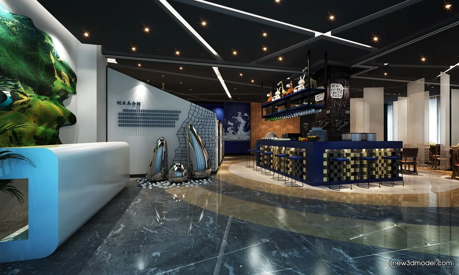 Buffet Restaurant of Hotels 3D Scenes – 3D Blocks – 084 – VRAY