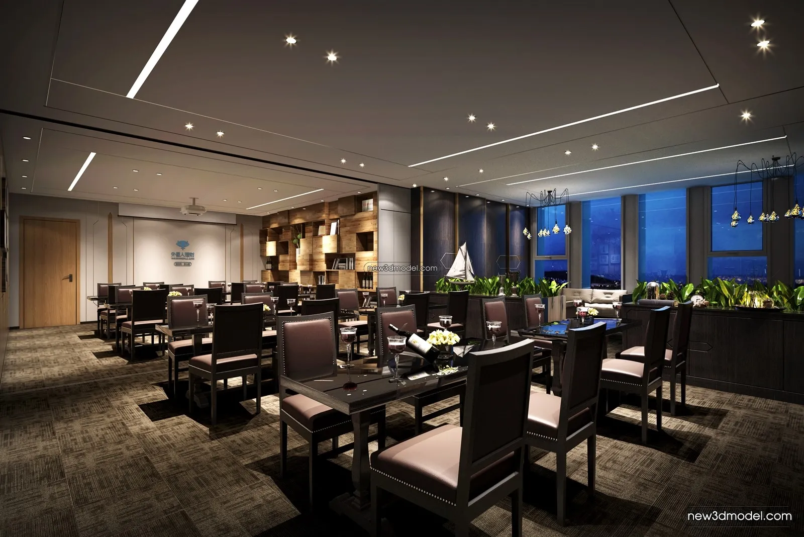 Buffet Restaurant of Hotels 3D Scenes – 3D Blocks – 087 – VRAY