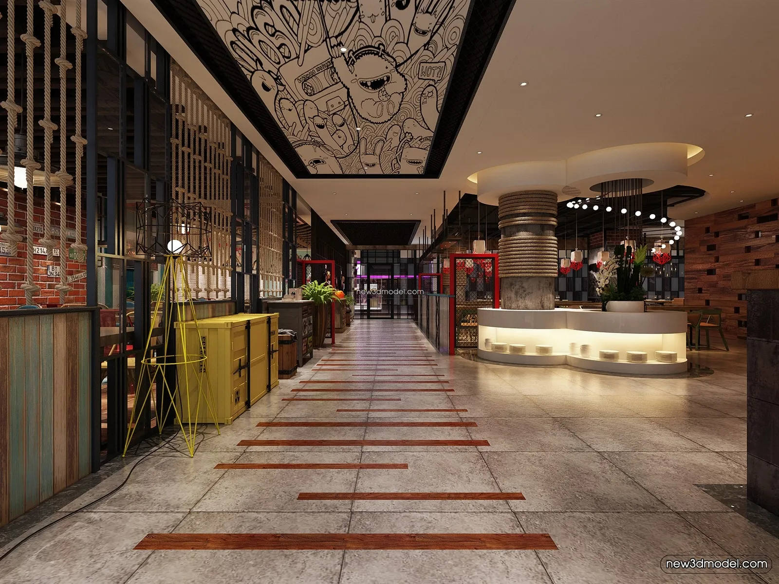 Buffet Restaurant of Hotels 3D Scenes – 3D Blocks – 094 – VRAY