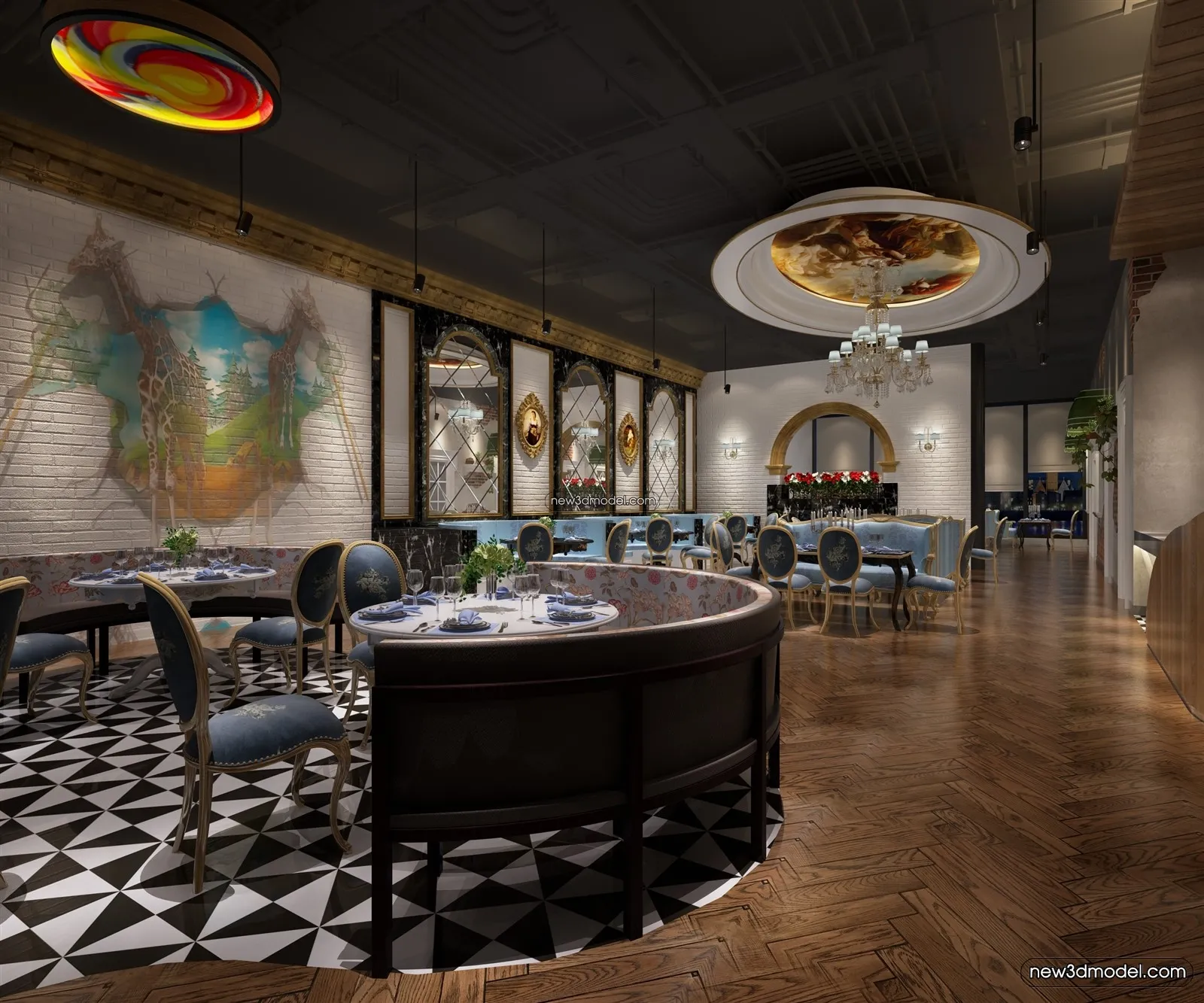 Buffet Restaurant of Hotels 3D Scenes – 3D Blocks – 097 – VRAY