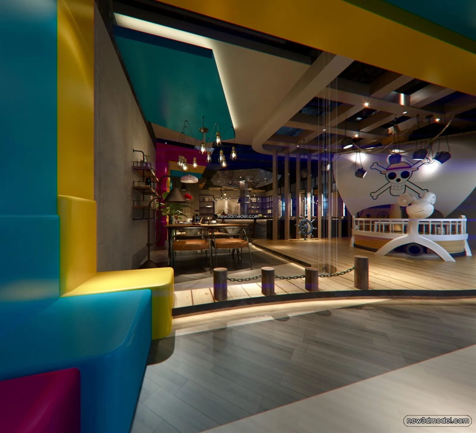 Buffet Restaurant of Hotels 3D Scenes – 3D Blocks – 102 – VRAY