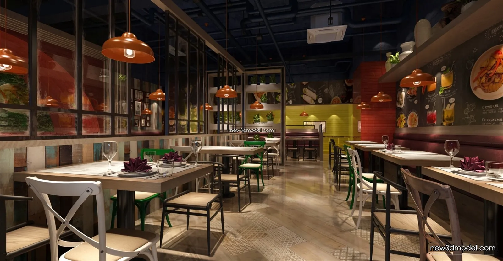 Buffet Restaurant of Hotels 3D Scenes – 3D Blocks – 103 – VRAY