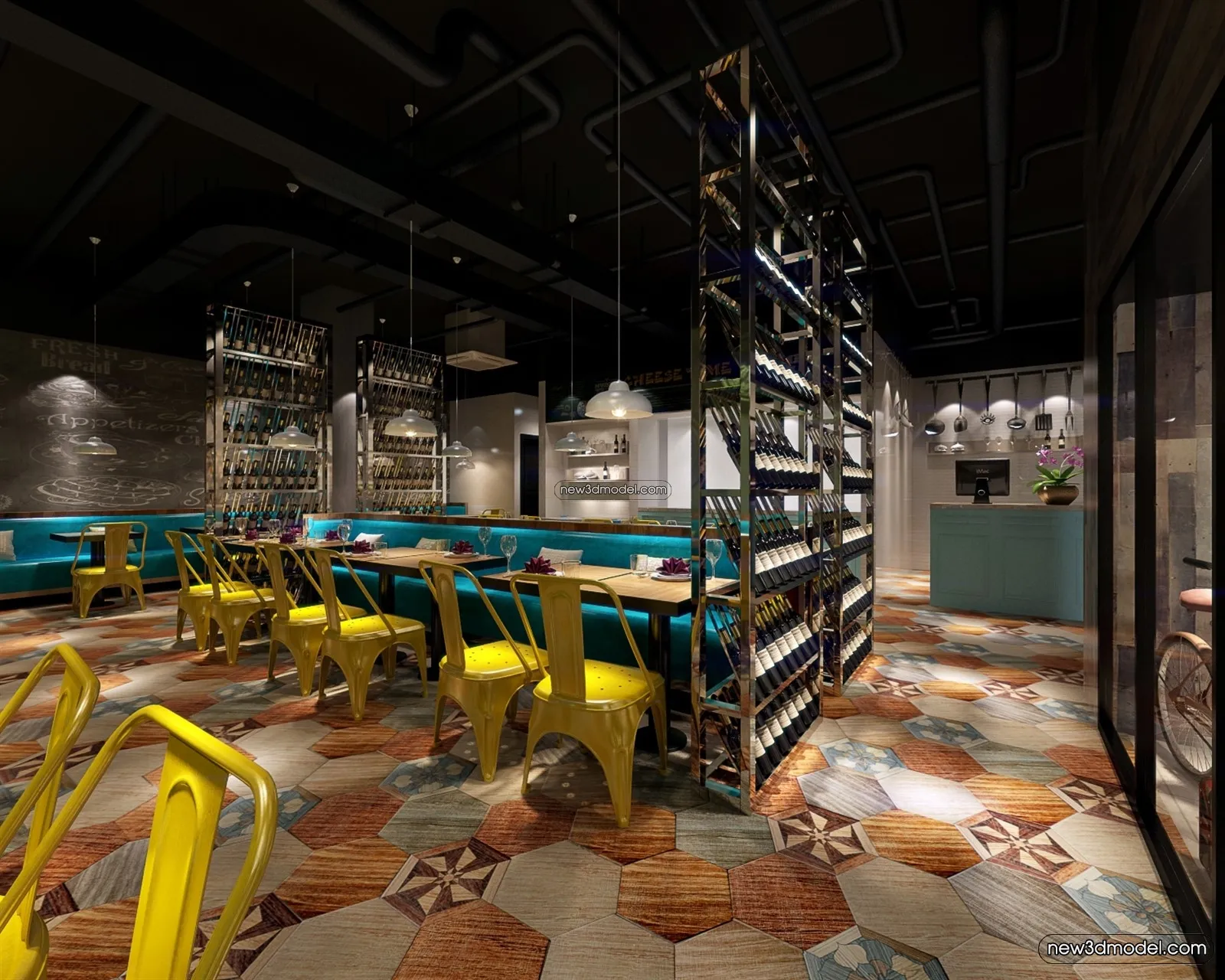 Buffet Restaurant of Hotels 3D Scenes – 3D Blocks – 105 – VRAY
