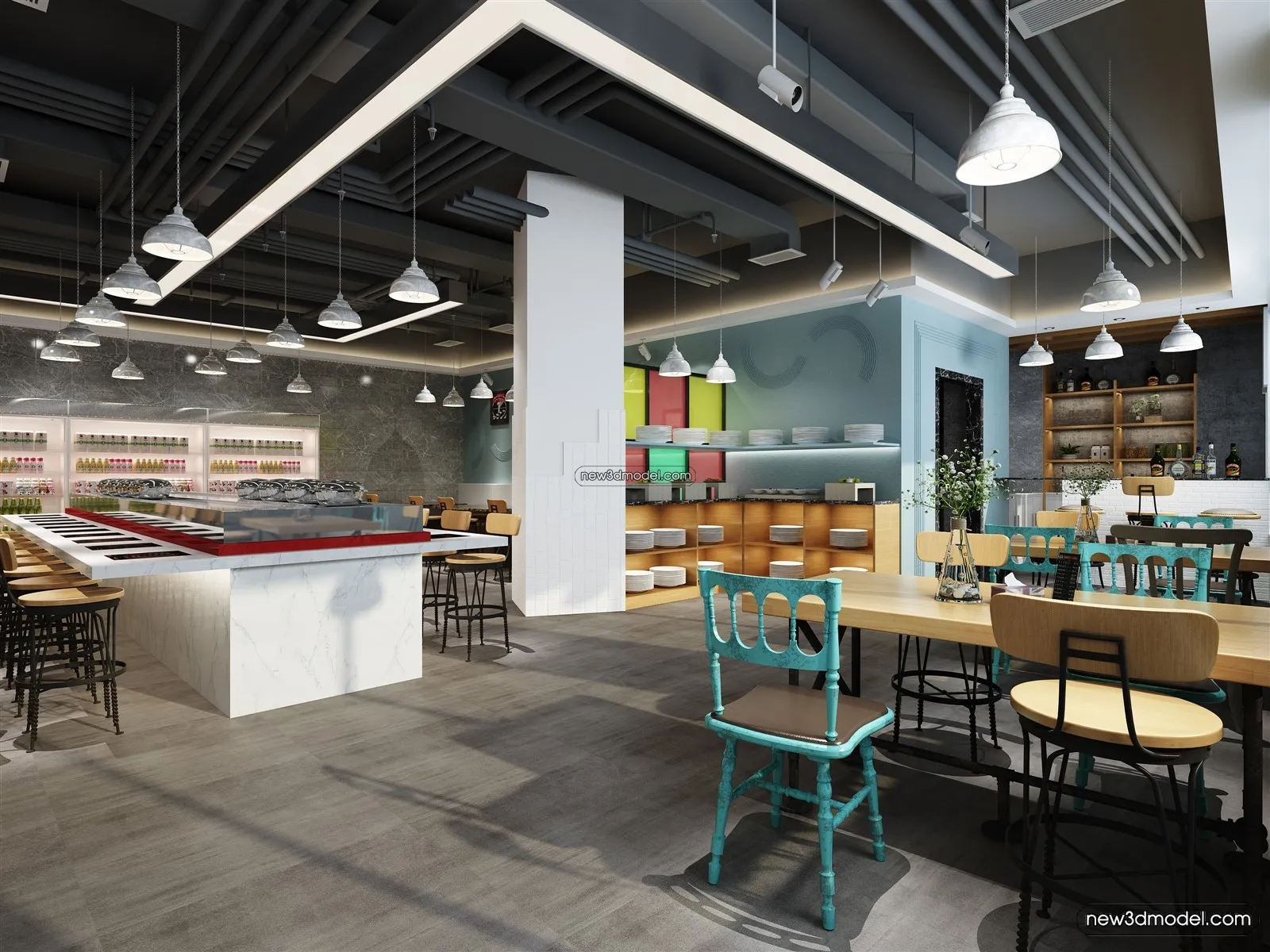 Buffet Restaurant of Hotels 3D Scenes – 3D Blocks – 121 – VRAY
