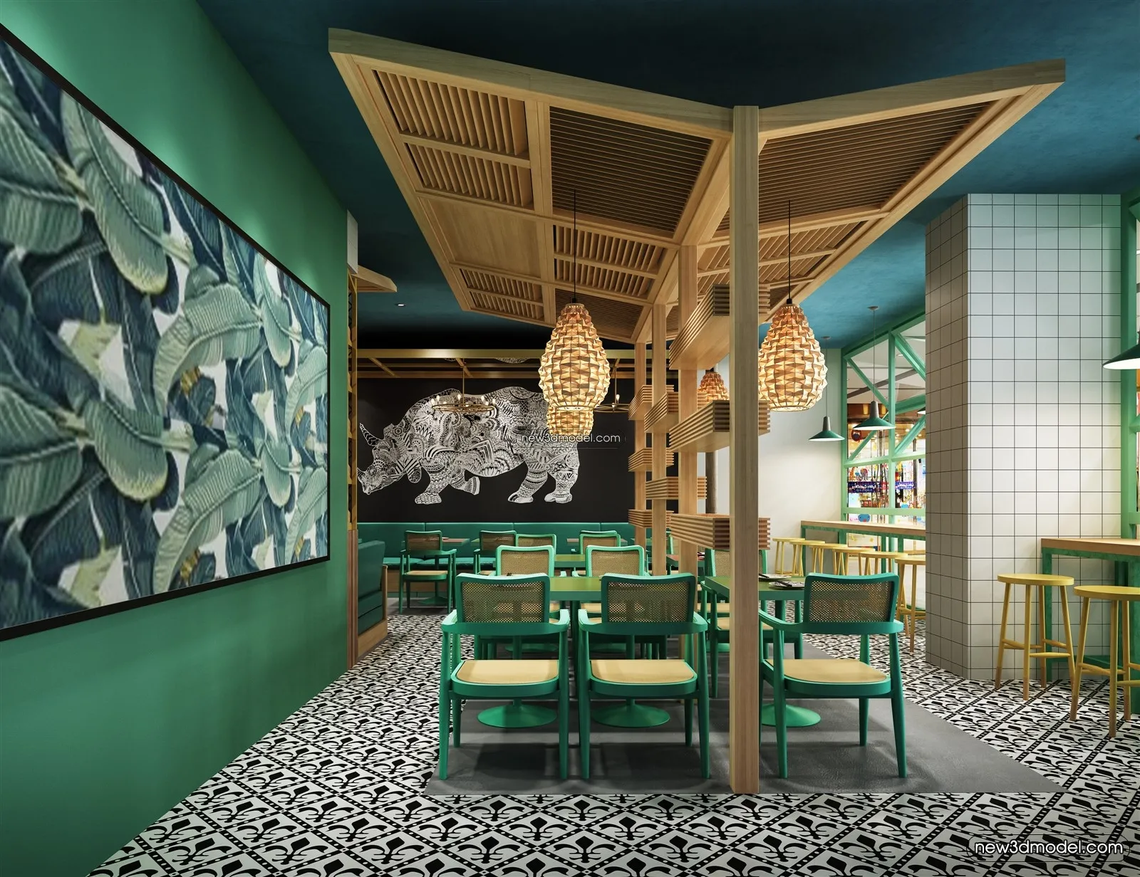 Buffet Restaurant of Hotels 3D Scenes – 3D Blocks – 126 – VRAY