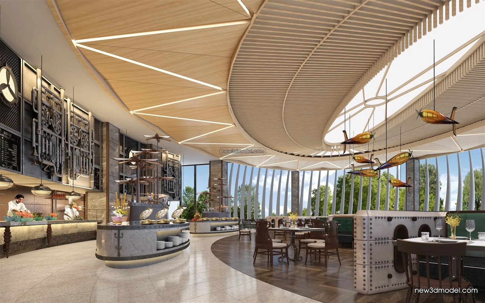 Buffet Restaurant of Hotels 3D Scenes – 3D Blocks – 127 – VRAY