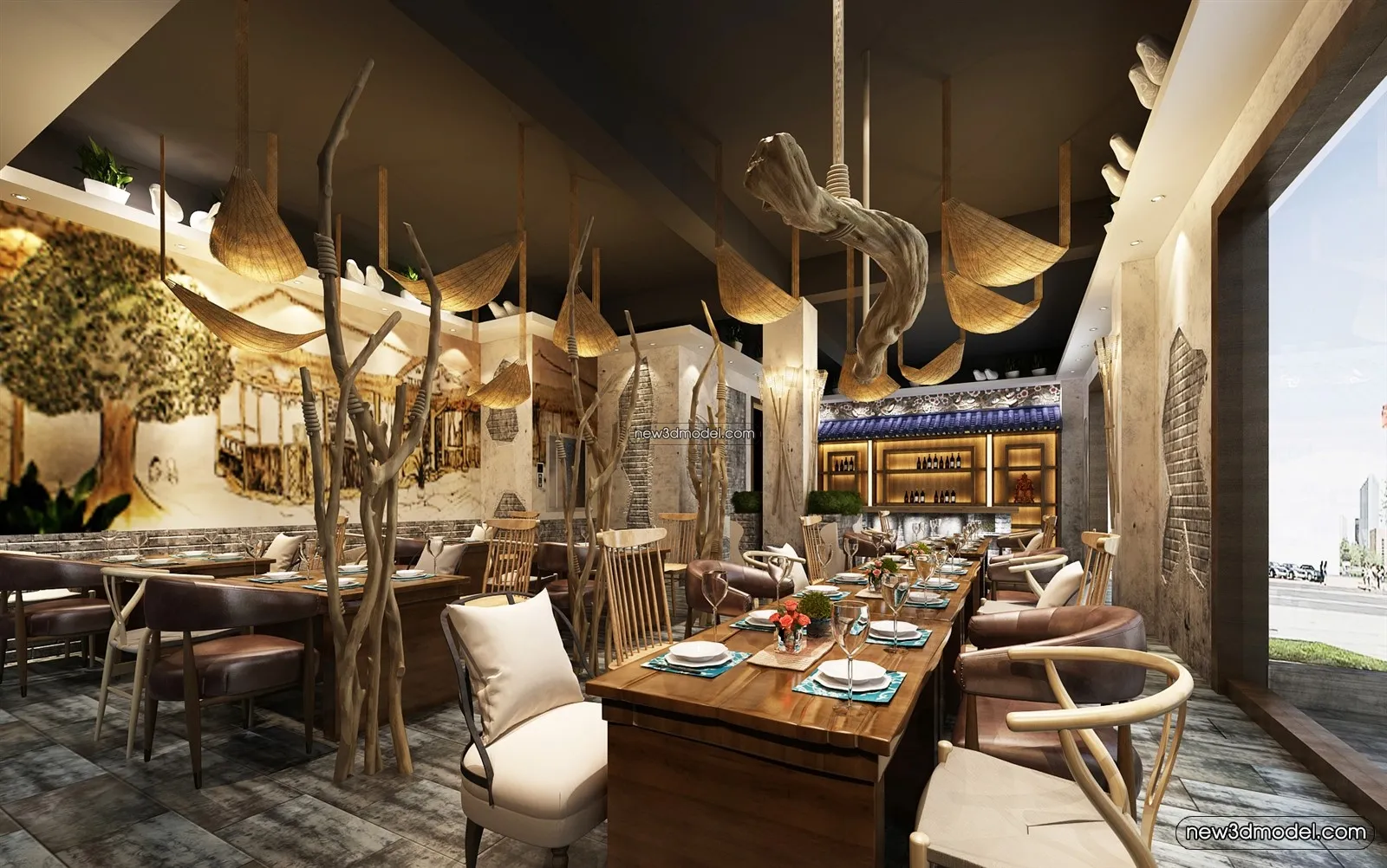 Buffet Restaurant of Hotels 3D Scenes – 3D Blocks – 130 – VRAY
