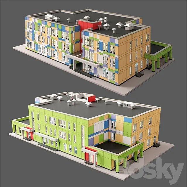 Building of pre-school educational institution 3DSMax File