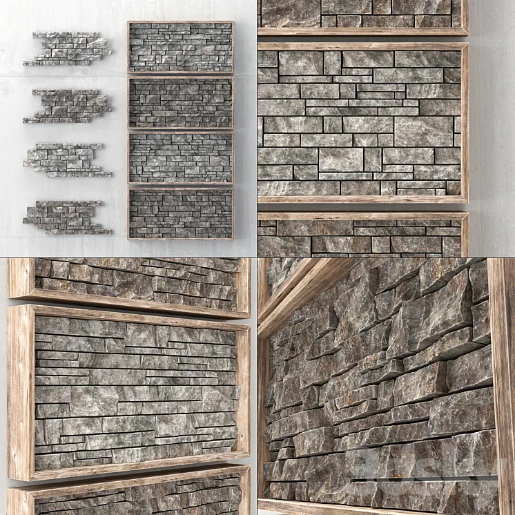 Built-in decorative panel made of bricks 3DS Max
