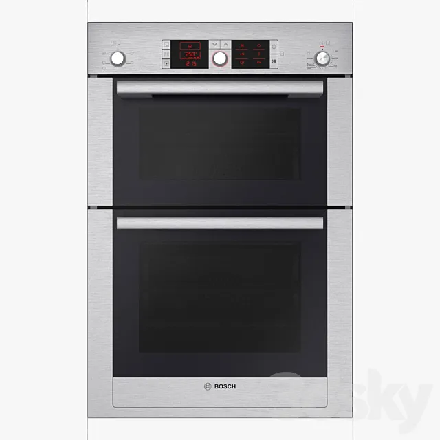 Built-in double multi-function oven HBM56B551B brushed steel Serie 6 3ds Max