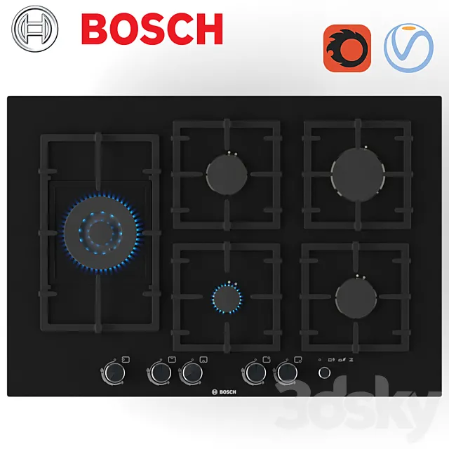 Built-in gas cooktop Bosch PPS816M91E 3DSMax File