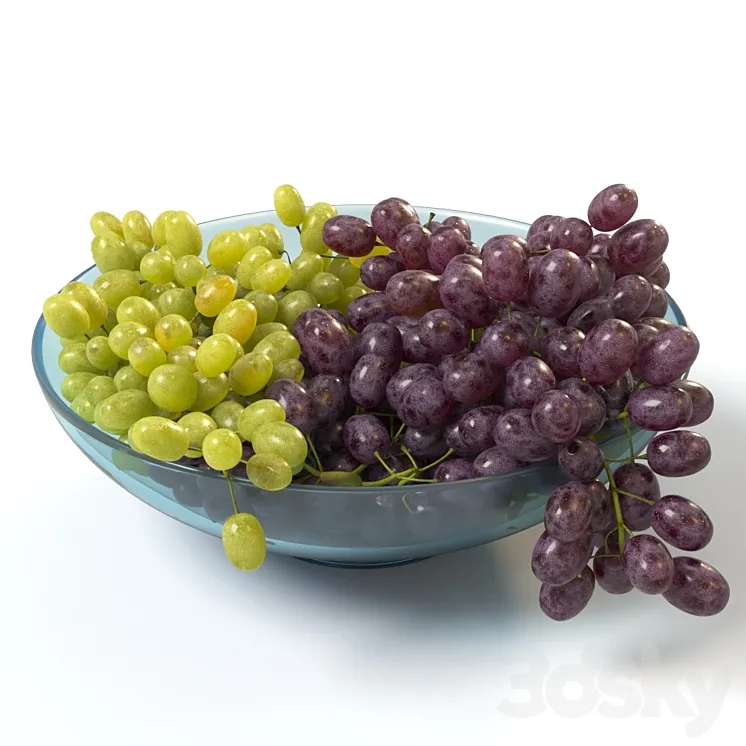 Bunches of grapes in a glass bowl 3DS Max