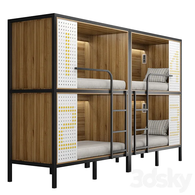 Bunk bed for hostel and dorm 3DS Max Model