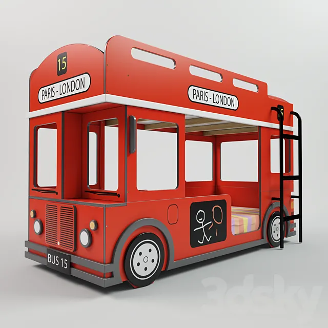 Bunk bed London Bus 3ds Max