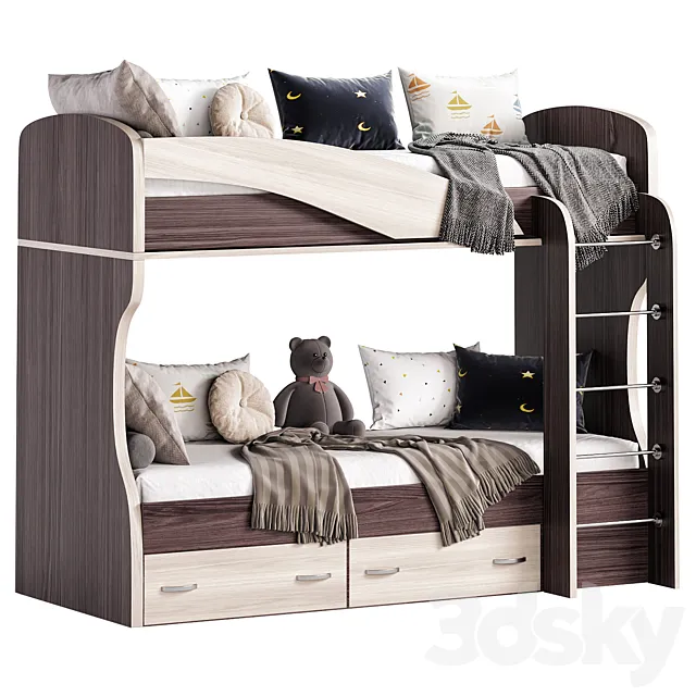 Bunk bed Wenge Milk Oak 3ds Max