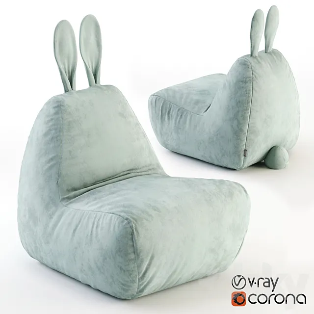 Bunny Chair Velvet Mint 3DS Max Model