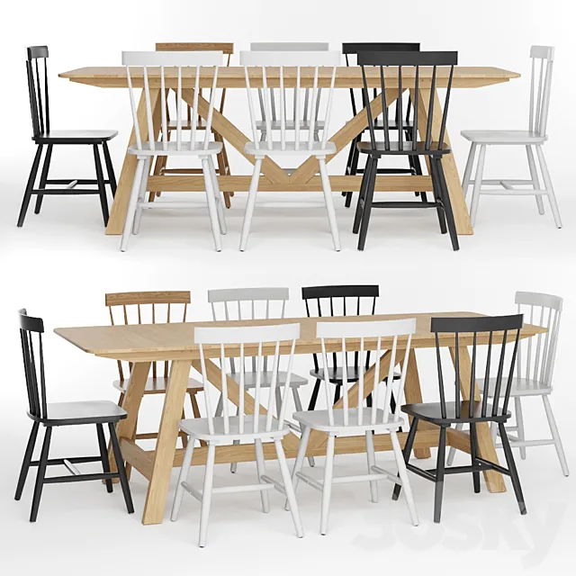 Buondi table and JIMI chairs 3DS Max Model