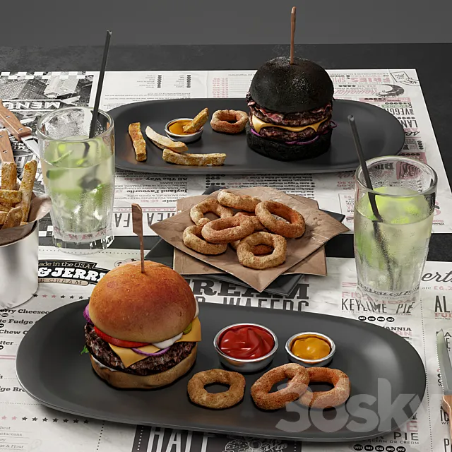 Burger set 3ds Max