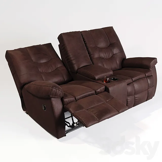 Burgett Espresso Glider Power Reclining Loveseat w _ Console 3ds Max