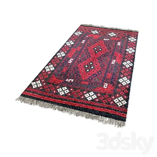 Burgundy kilim with rhombus 3DS Max Model