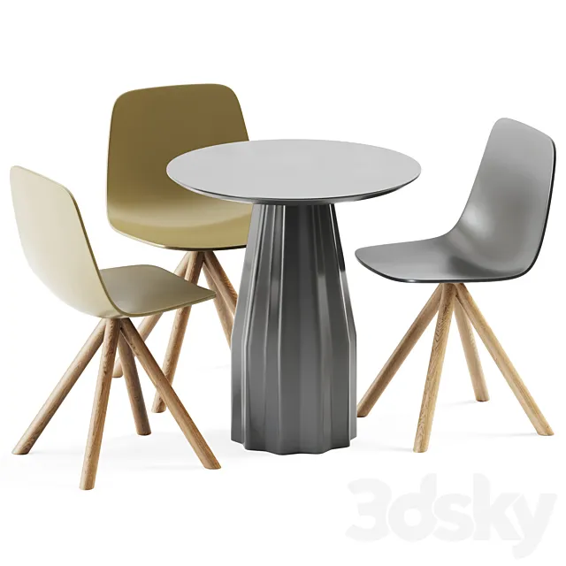 Burin Table D70 and Maarten Plastic Chair by Viccarbe 3DSMax File