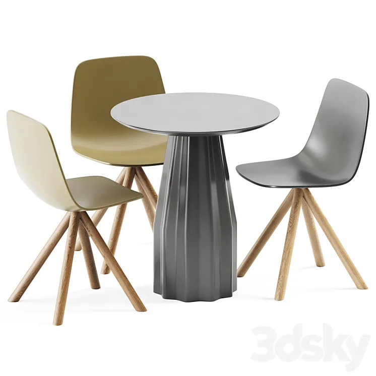 Burin Table D70 and Maarten Plastic Chair by Viccarbe 3DS Max Model