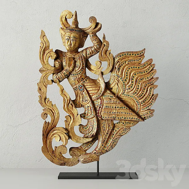 Burmese Carved Angel Fragment 3DS Max Model