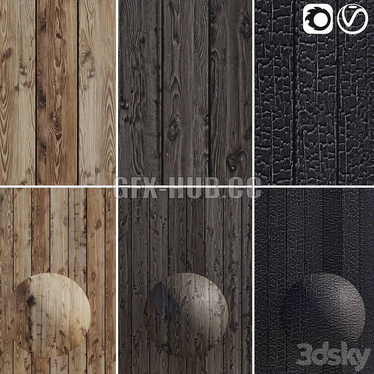 Burnt wood 3dsMax Model