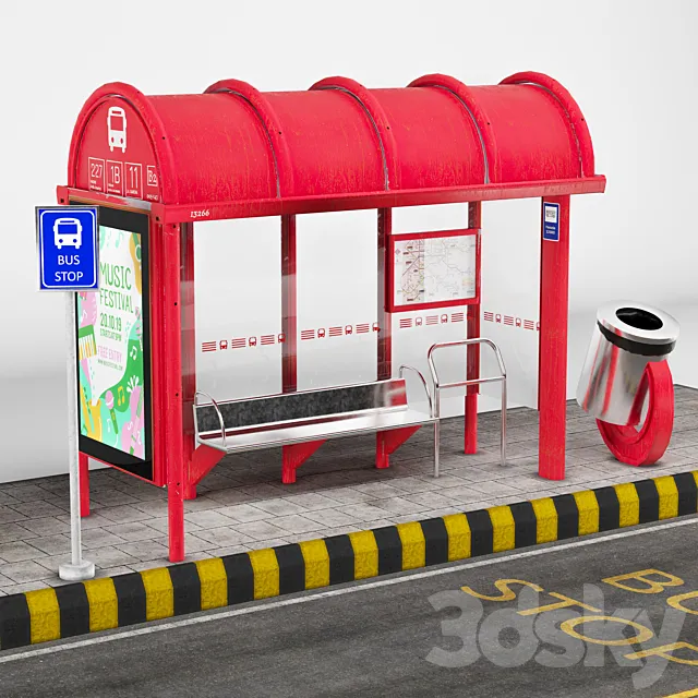 BUS STOP 01 3DS Max Model