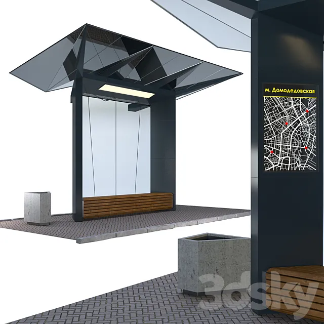 Bus stop 02 3ds Max