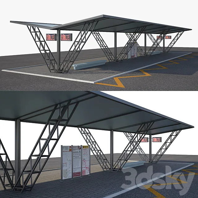 Bus Stop Bus Station 2 3ds Max