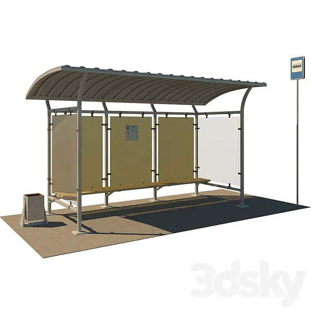 Bus stop; bus stop 3ds Max