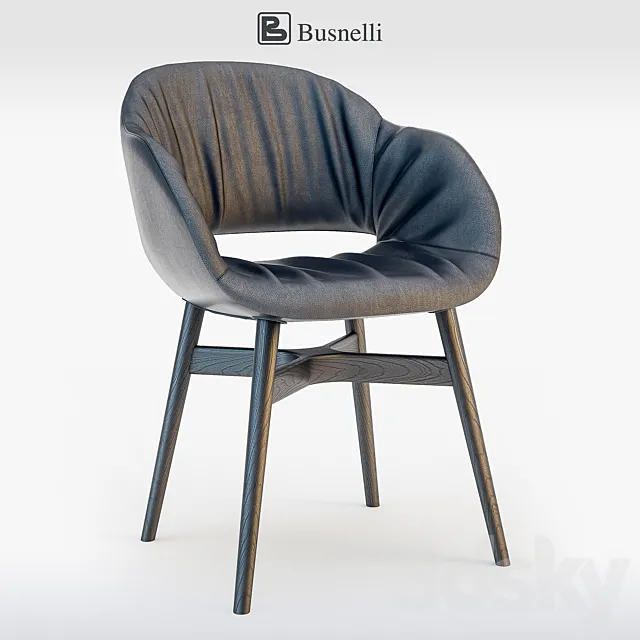 Busnelli chair charme with wooden base 3DSMax File