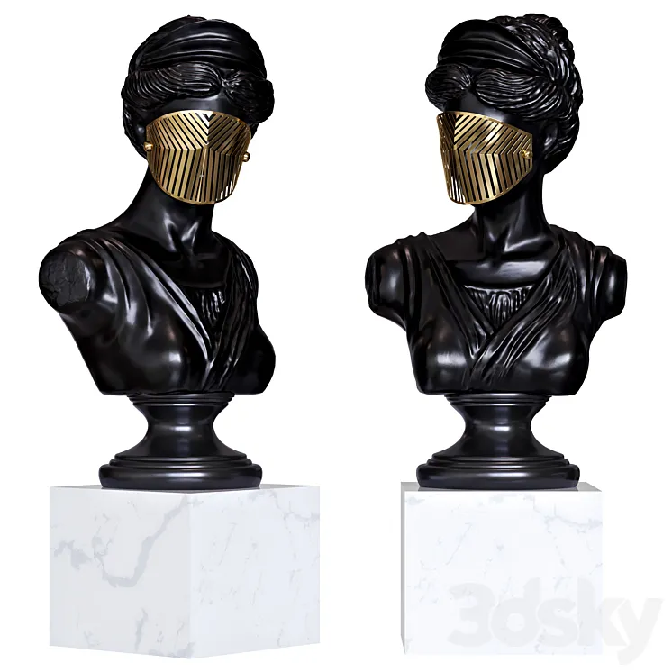 Bust Woman in Mask Figurine 3DS Max
