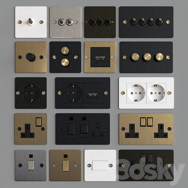 Buster & Punch switches & sockets 3DS Max Model