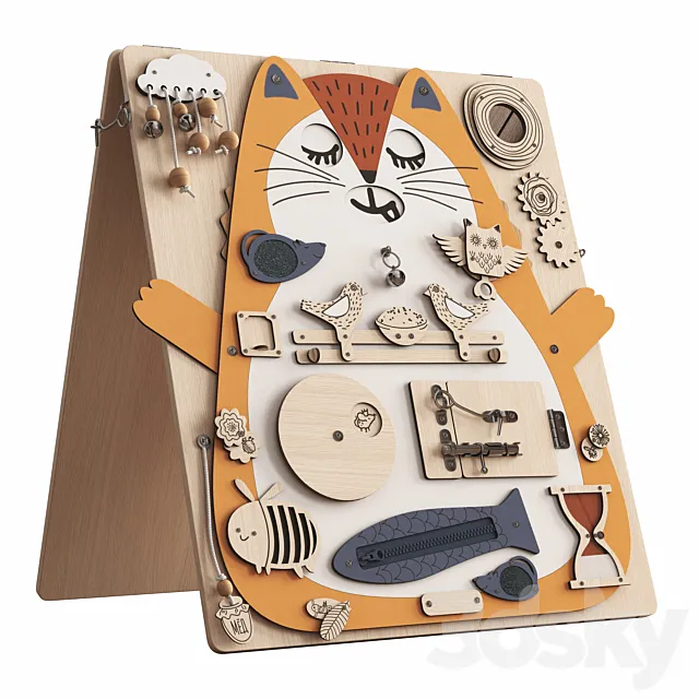 Busy board “Cat” educational board for children 3ds Max