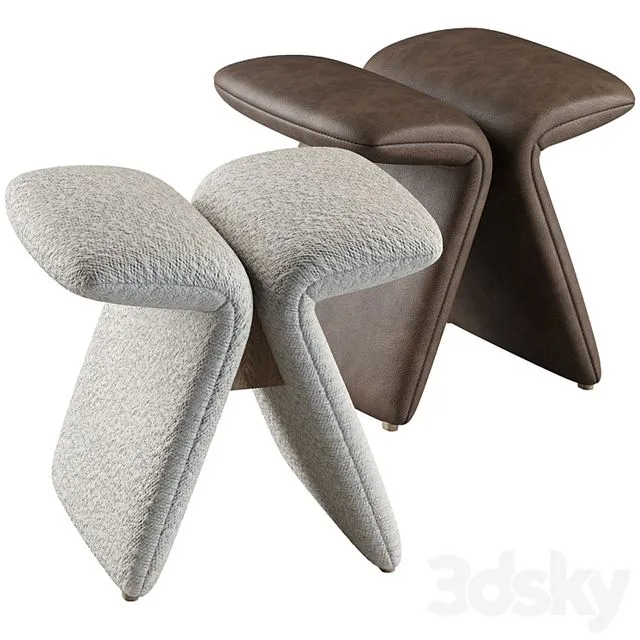 Butterfly stool leather and boucle 3dsMax Model