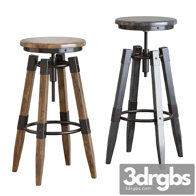 By-lyj bar stool industrial vintage metal 2 3dsmax Download