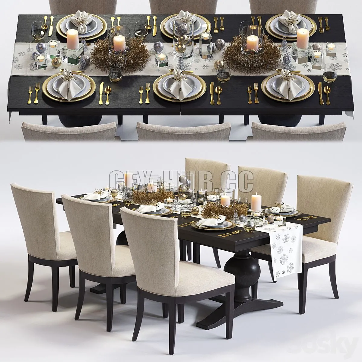C & B Clayton Armchair & Winnetka Table 3dsMax Model