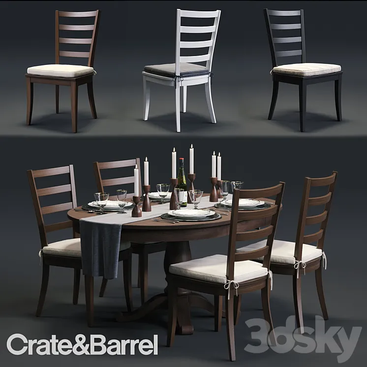 C & B Harper Chair and Avalon Table 3DS Max