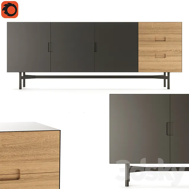 Cabinet horizontal with 3 doors LORA (LA REDOUTE INTERIEURS) 3DSMax File